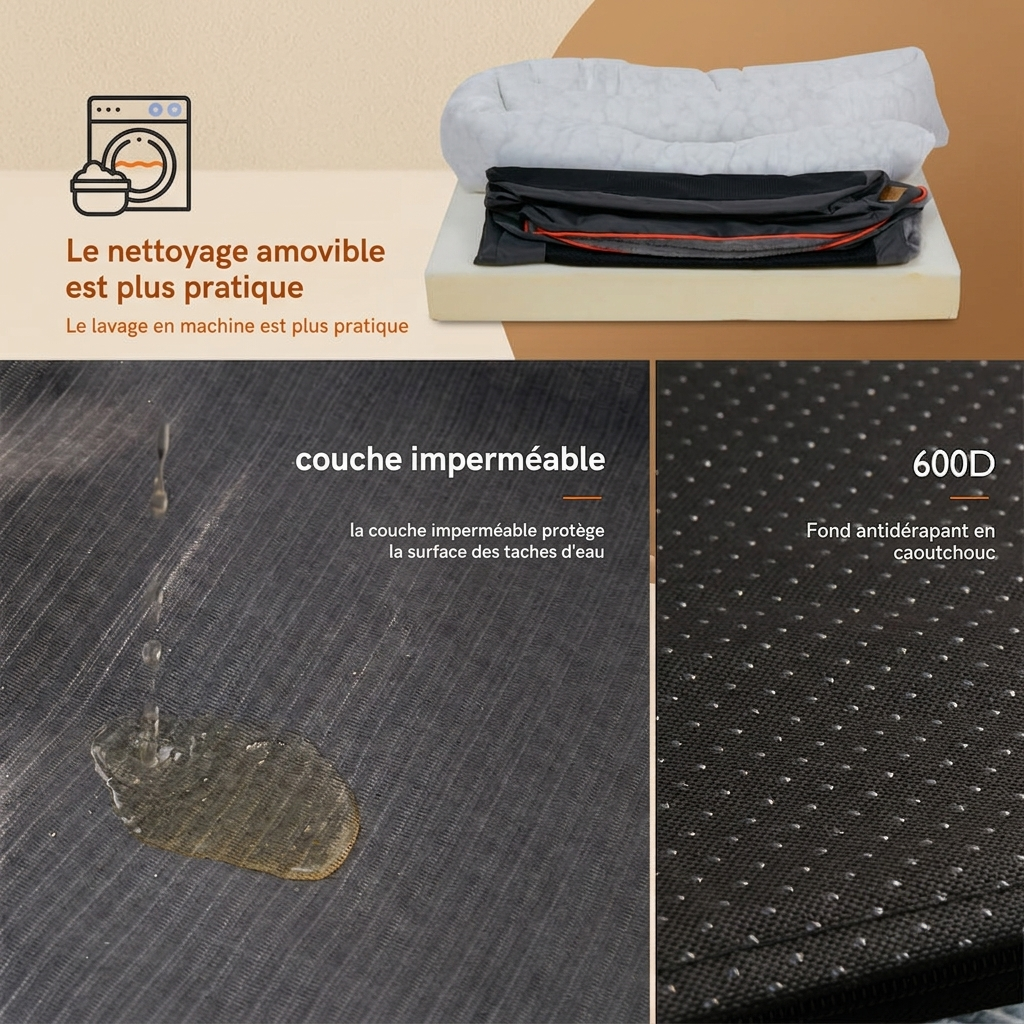 Housse déhoussable et lavable, couche imperméable