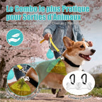 Accessoire de promenade pratique pour chien avec mousquetons os inclus